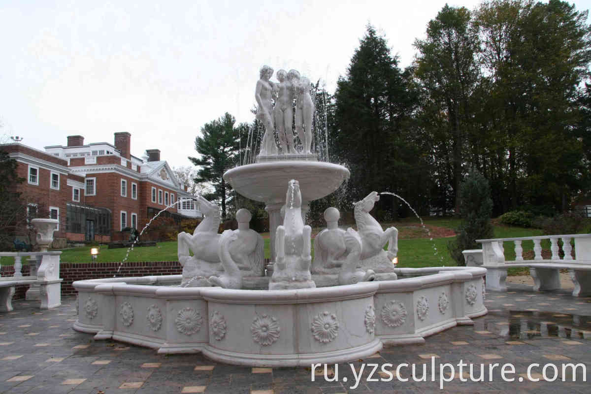 naked lady with horse water fountain